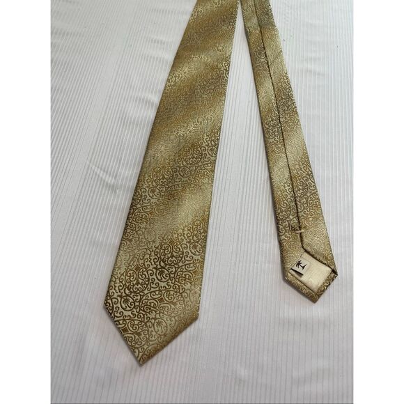 Tommy Bahama Gold Silk Paisley Palm Necktie Tie - Picture 2 of 6